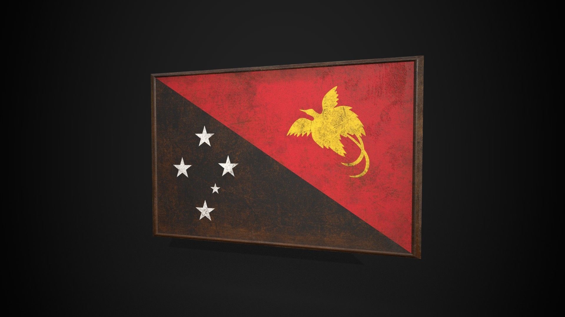 Old Picture Frame With Papua New Guinea Flag - Game Ready PBR  Low-poly 3D model_2