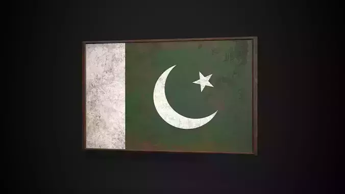 Old Picture Frame With Pakistan Flag - Game Ready PBR    
