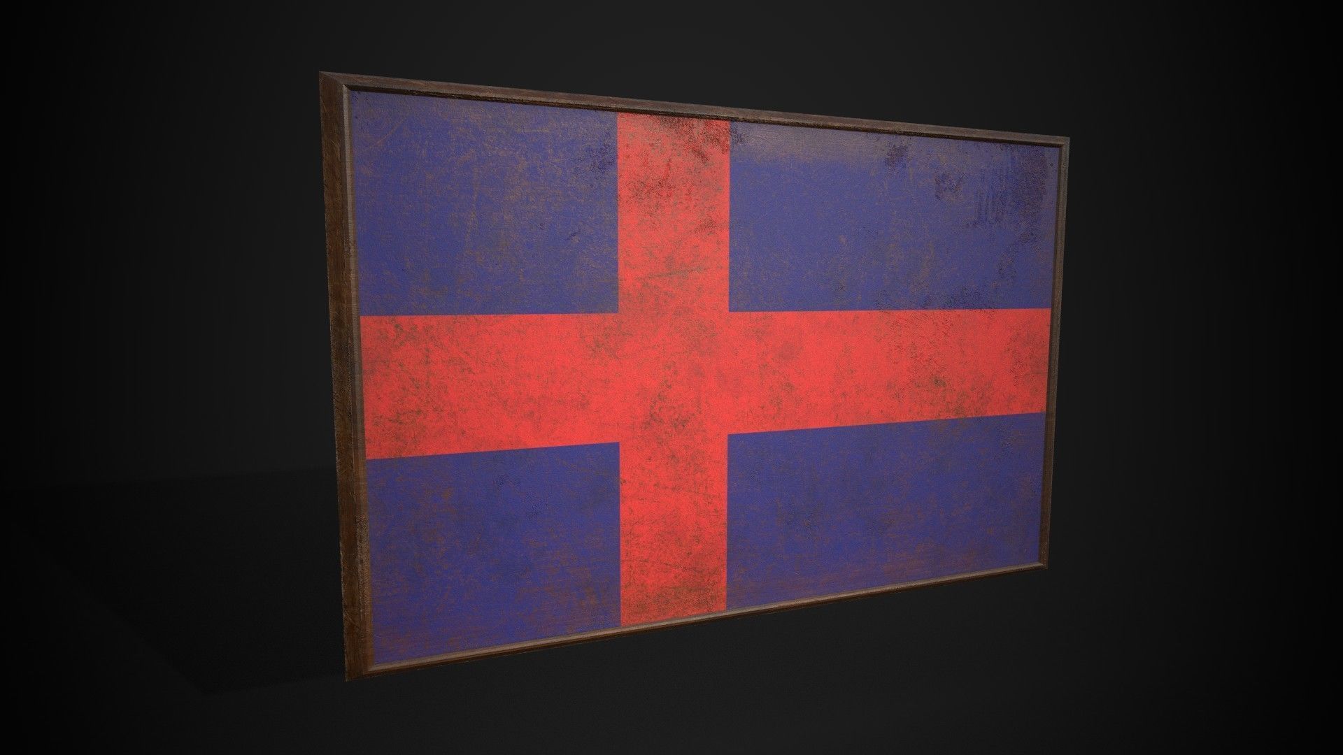 Old Picture Frame With Oldenburg Flag - Game Ready PBR Low-poly 3D model_4