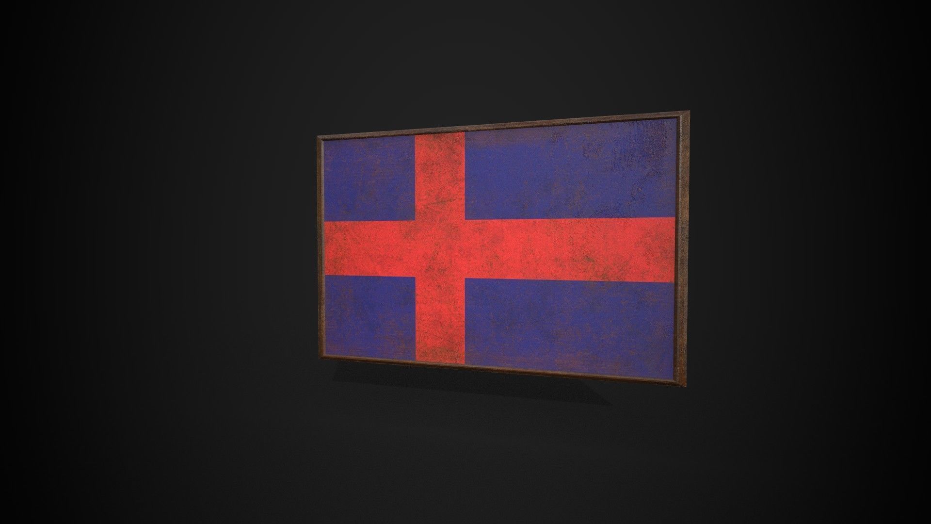 Old Picture Frame With Oldenburg Flag - Game Ready PBR Low-poly 3D model_3