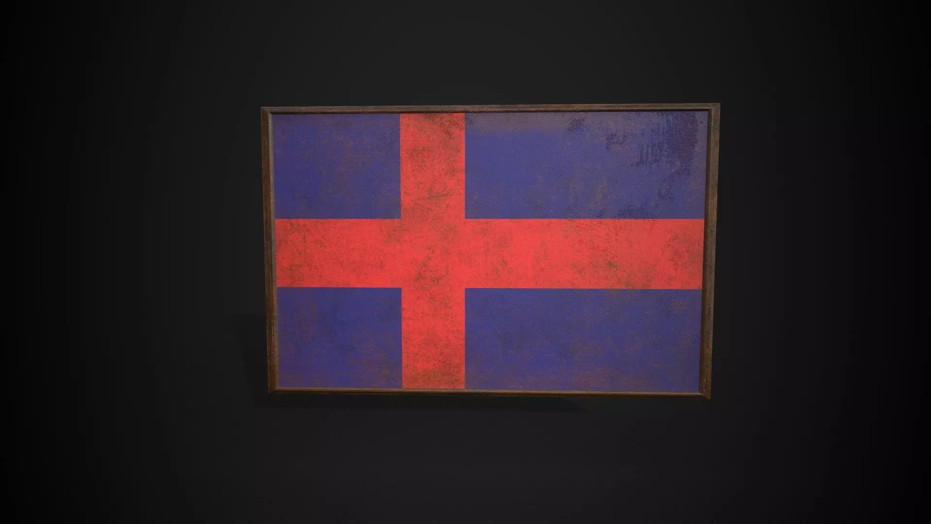 Old Picture Frame With Oldenburg Flag - Game Ready PBR Low-poly 3D model_0