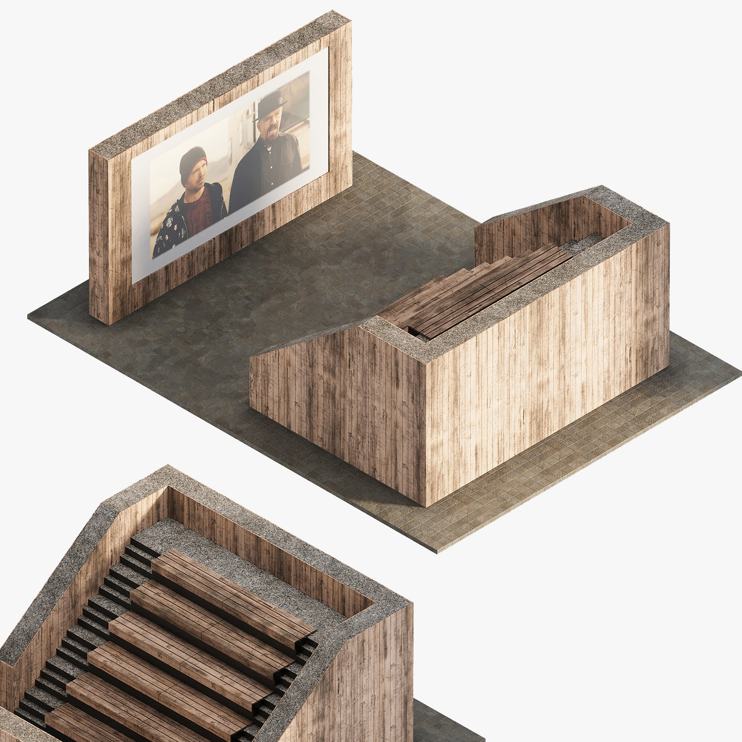 Open air cinema 3D model_9