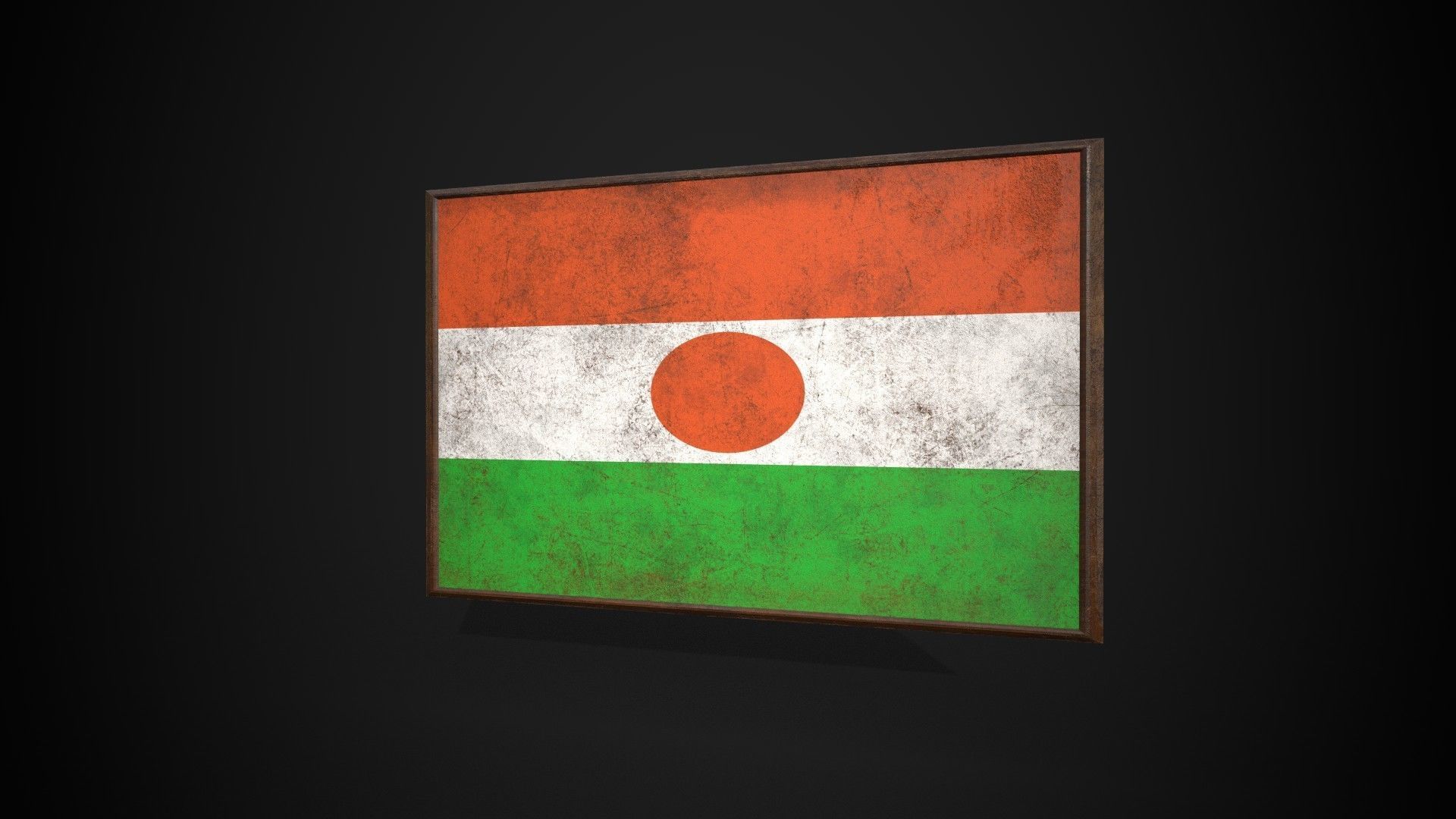 Old Picture Frame With Niger Flag - Game Ready PBR Low-poly 3D model_2