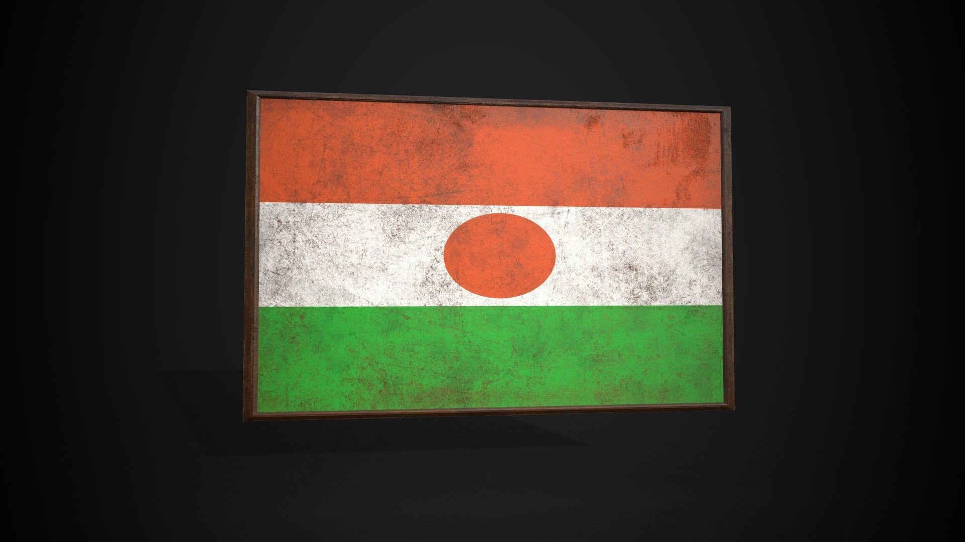 Old Picture Frame With Niger Flag - Game Ready PBR Low-poly 3D model_1