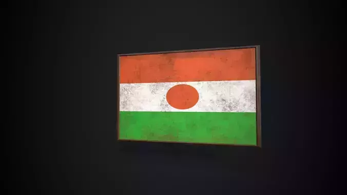 Old Picture Frame With Niger Flag - Game Ready PBR    