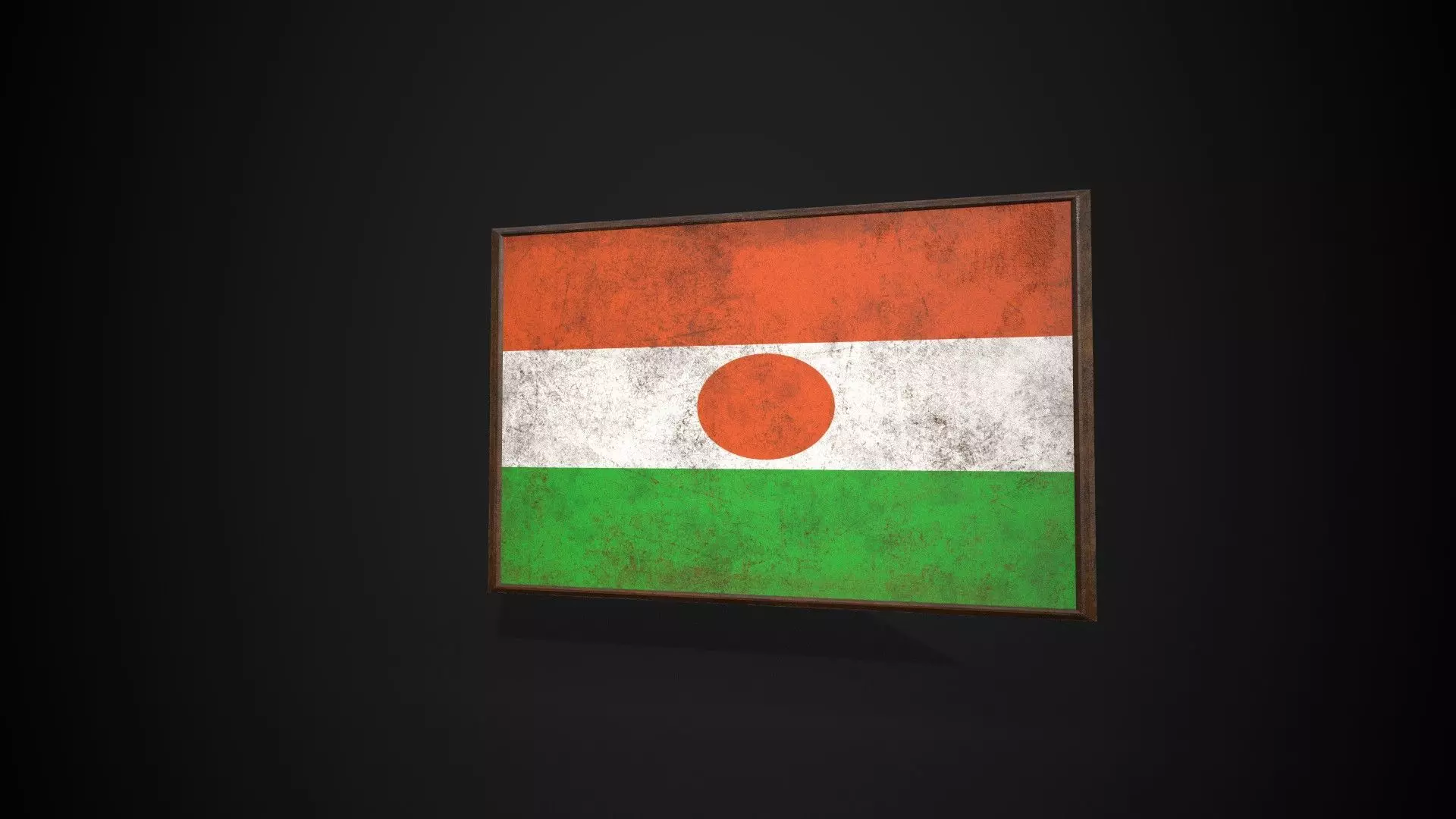 Old Picture Frame With Niger Flag - Game Ready PBR Low-poly 3D model_0