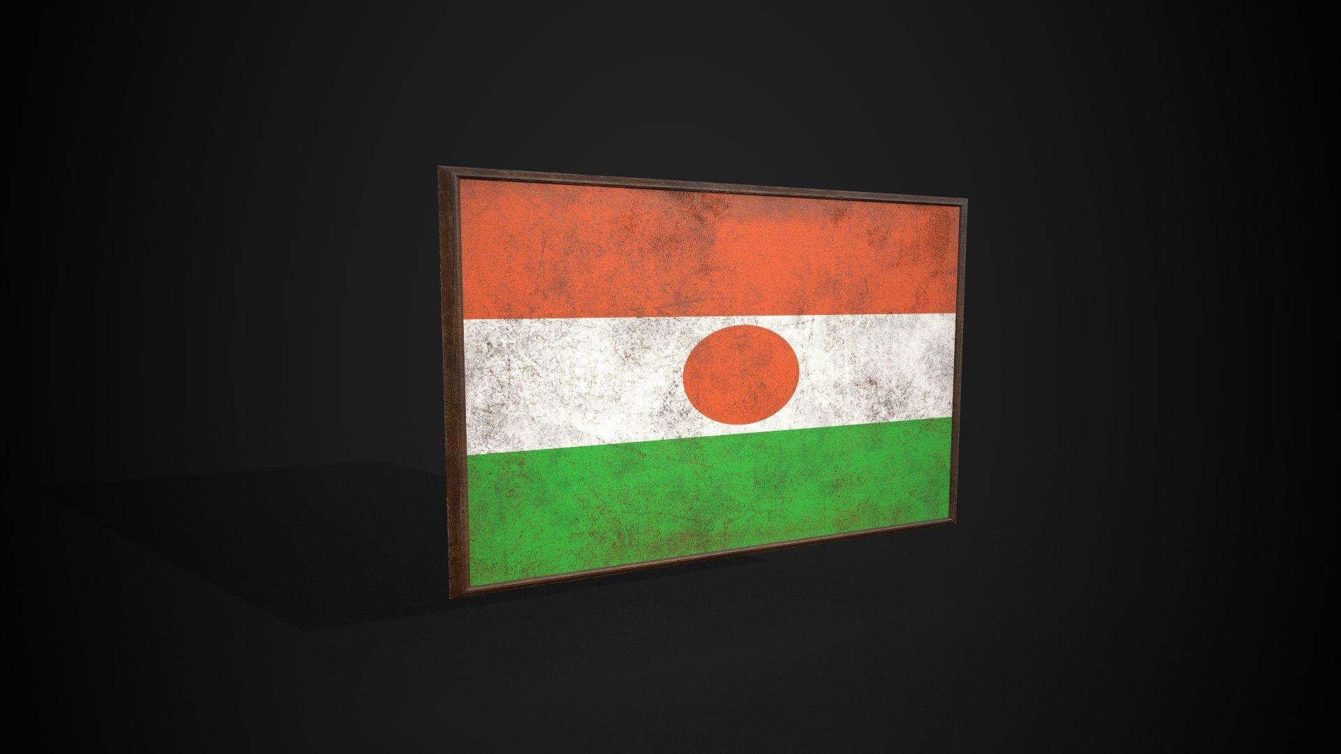 Old Picture Frame With Niger Flag - Game Ready PBR Low-poly 3D model_3