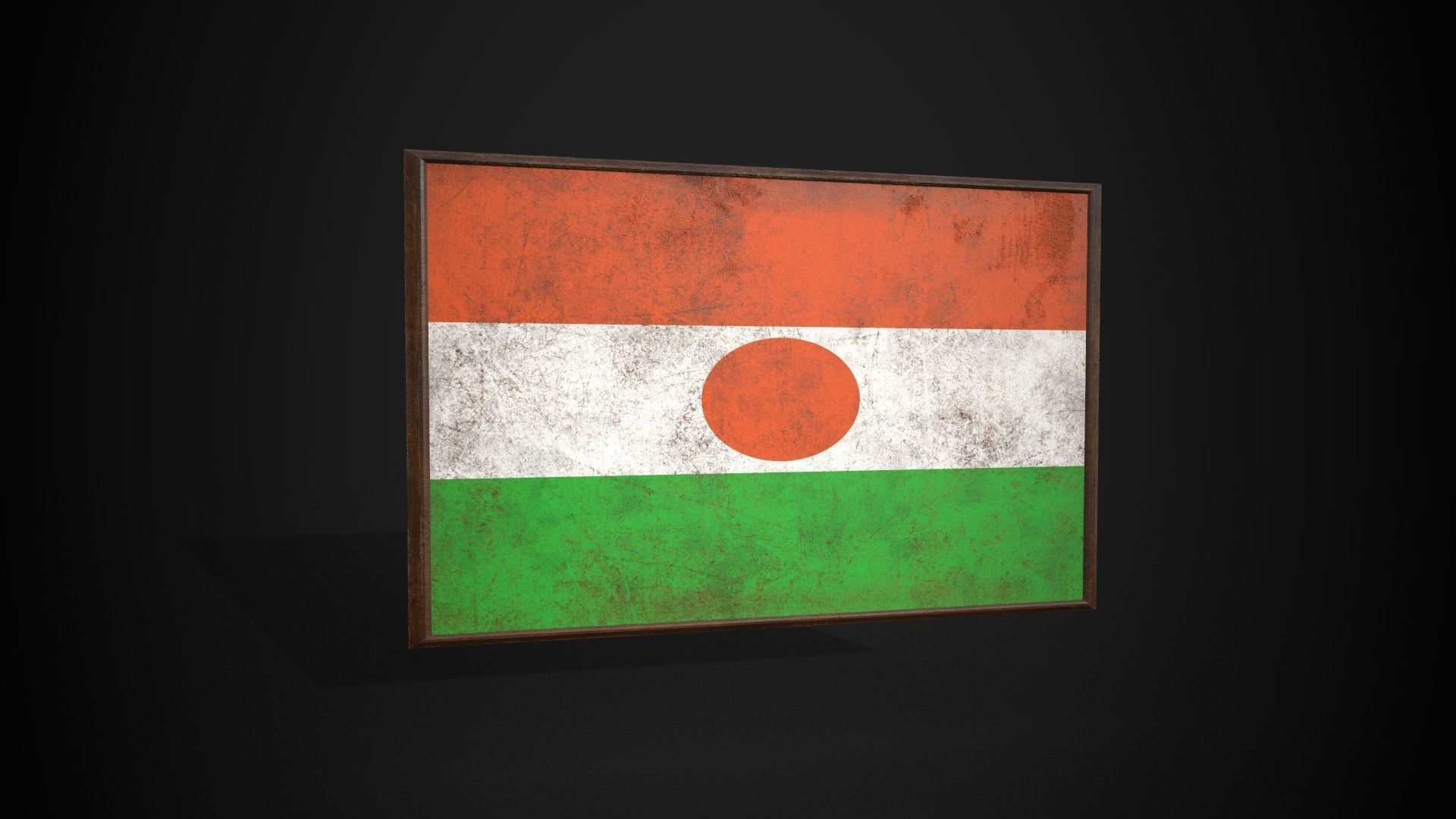Old Picture Frame With Niger Flag - Game Ready PBR Low-poly 3D model_4