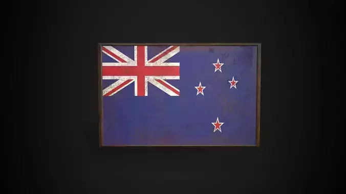 Old Picture Frame With New Zealand Flag - Game Ready PBR   