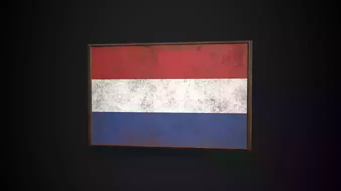 Old Picture Frame With Netherlands Flag - Game Ready PBR  