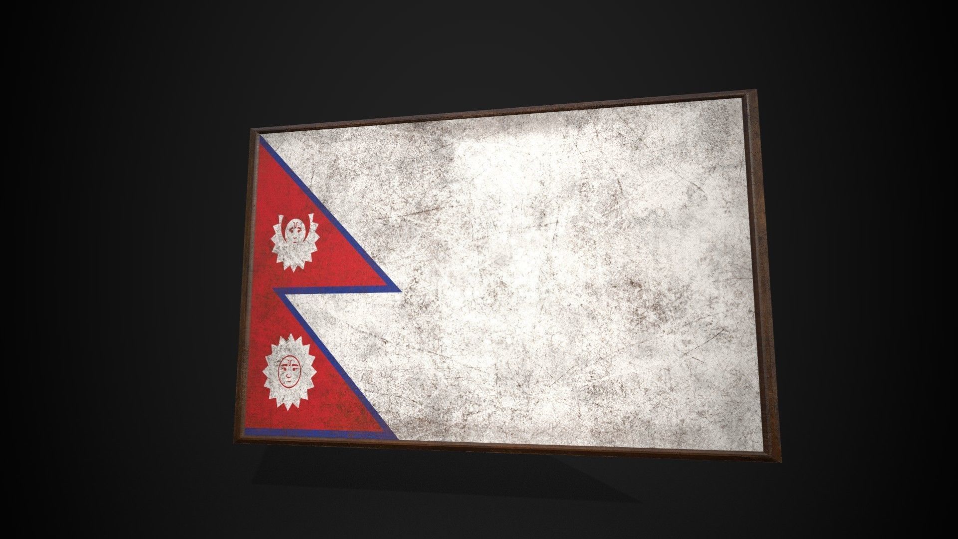 Old Picture Frame With Nepal Flag - Game Ready PBR    Low-poly 3D model_1