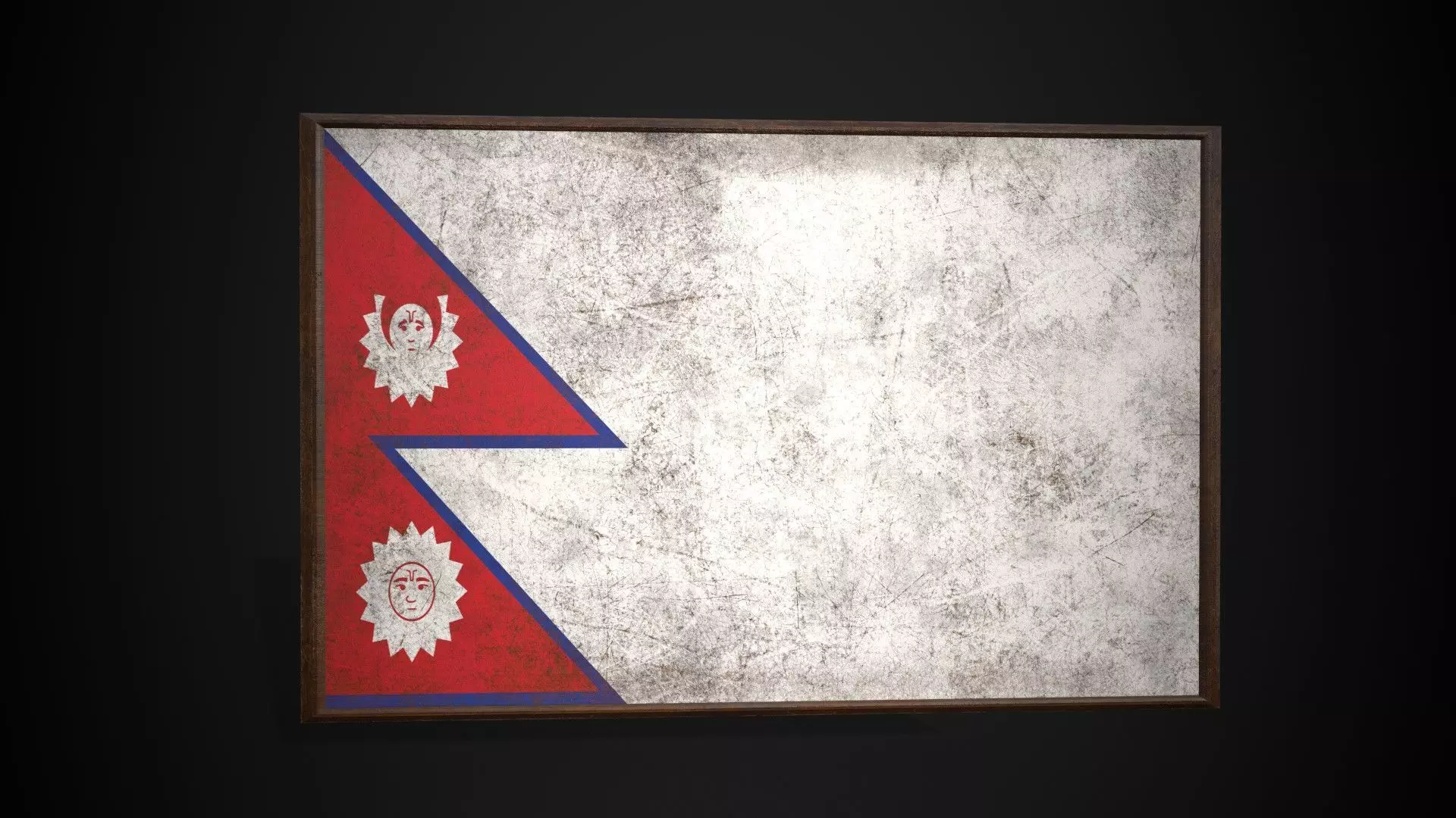 Old Picture Frame With Nepal Flag - Game Ready PBR    Low-poly 3D model_0