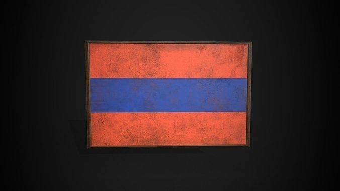 Old Picture Frame With Nassau Flag - Game Ready PBR    Low-poly 3D model