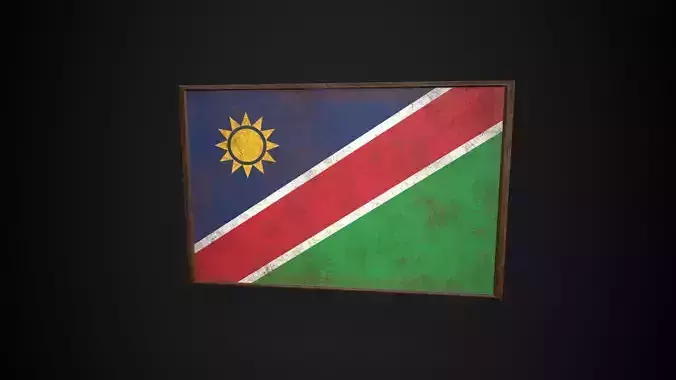 Old Picture Frame With Namibia Flag - Game Ready PBR   