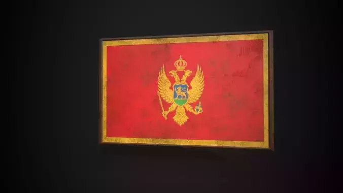 Old Picture Frame With Montenegro Flag - Game Ready PBR   