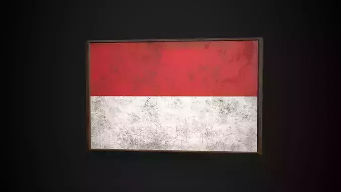 Old Picture Frame With Monaco Flag - Game Ready PBR 