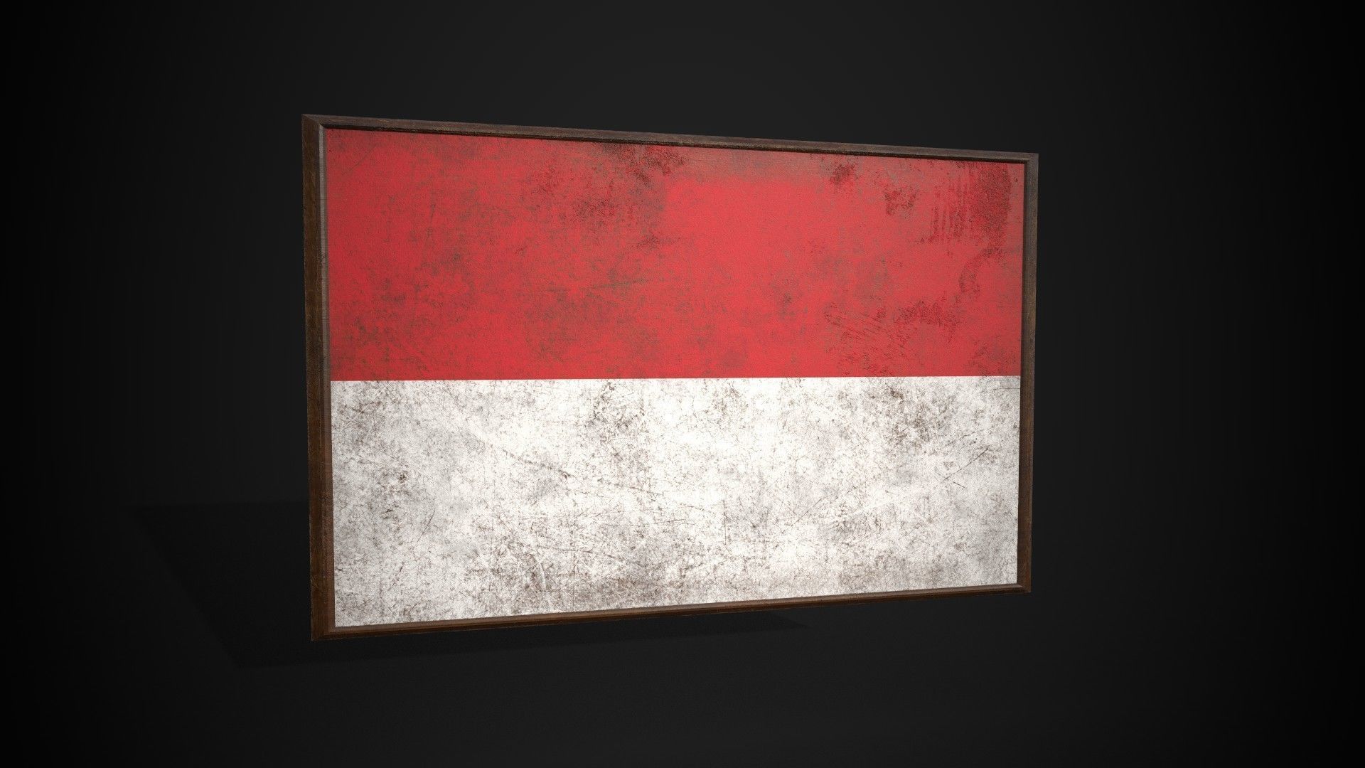 Old Picture Frame With Monaco Flag - Game Ready PBR Low-poly 3D model_4
