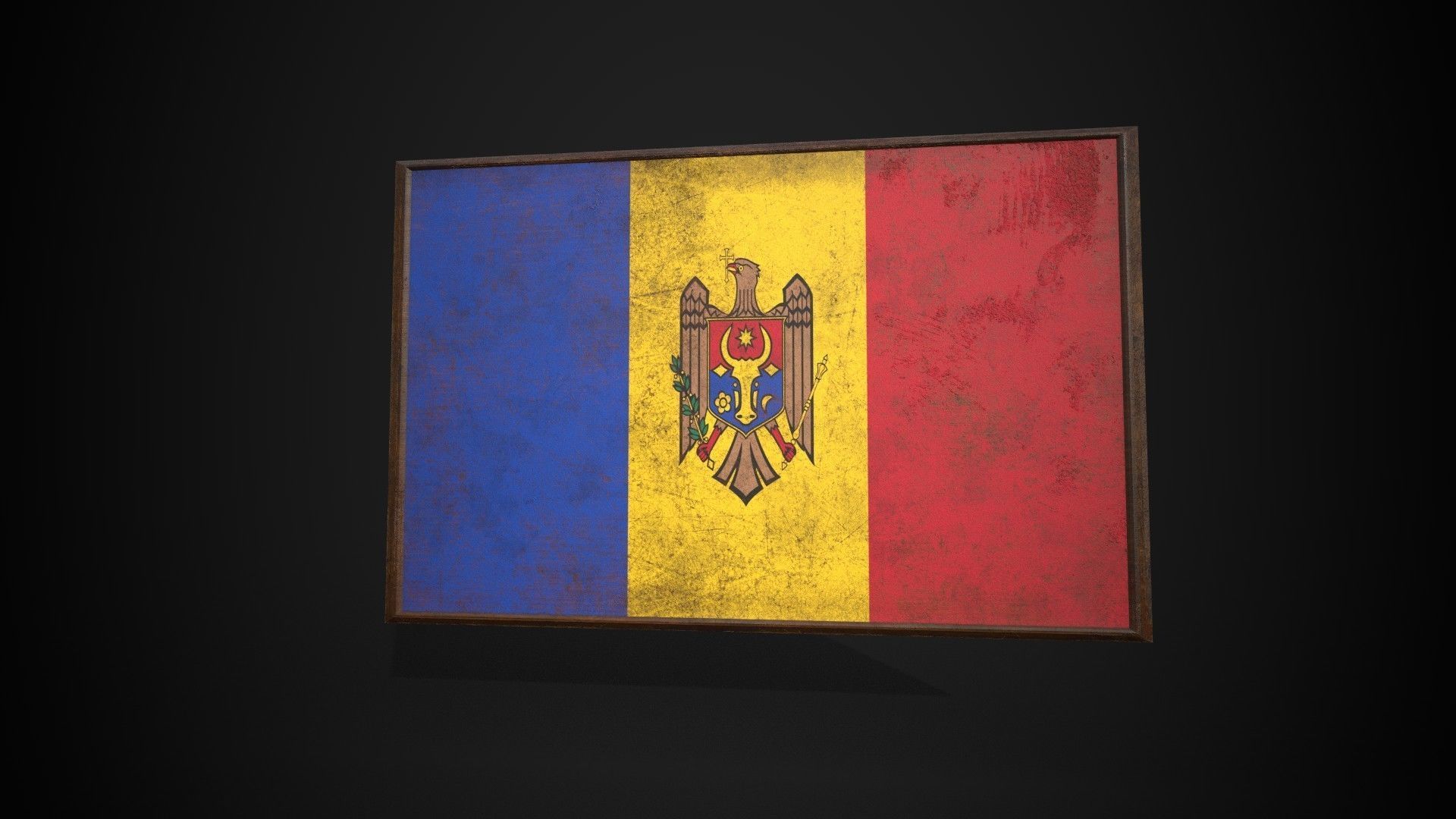 Old Picture Frame With Moldova Flag - Game Ready PBR Low-poly 3D model_2