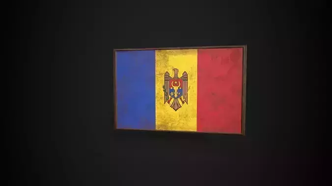 Old Picture Frame With Moldova Flag - Game Ready PBR  