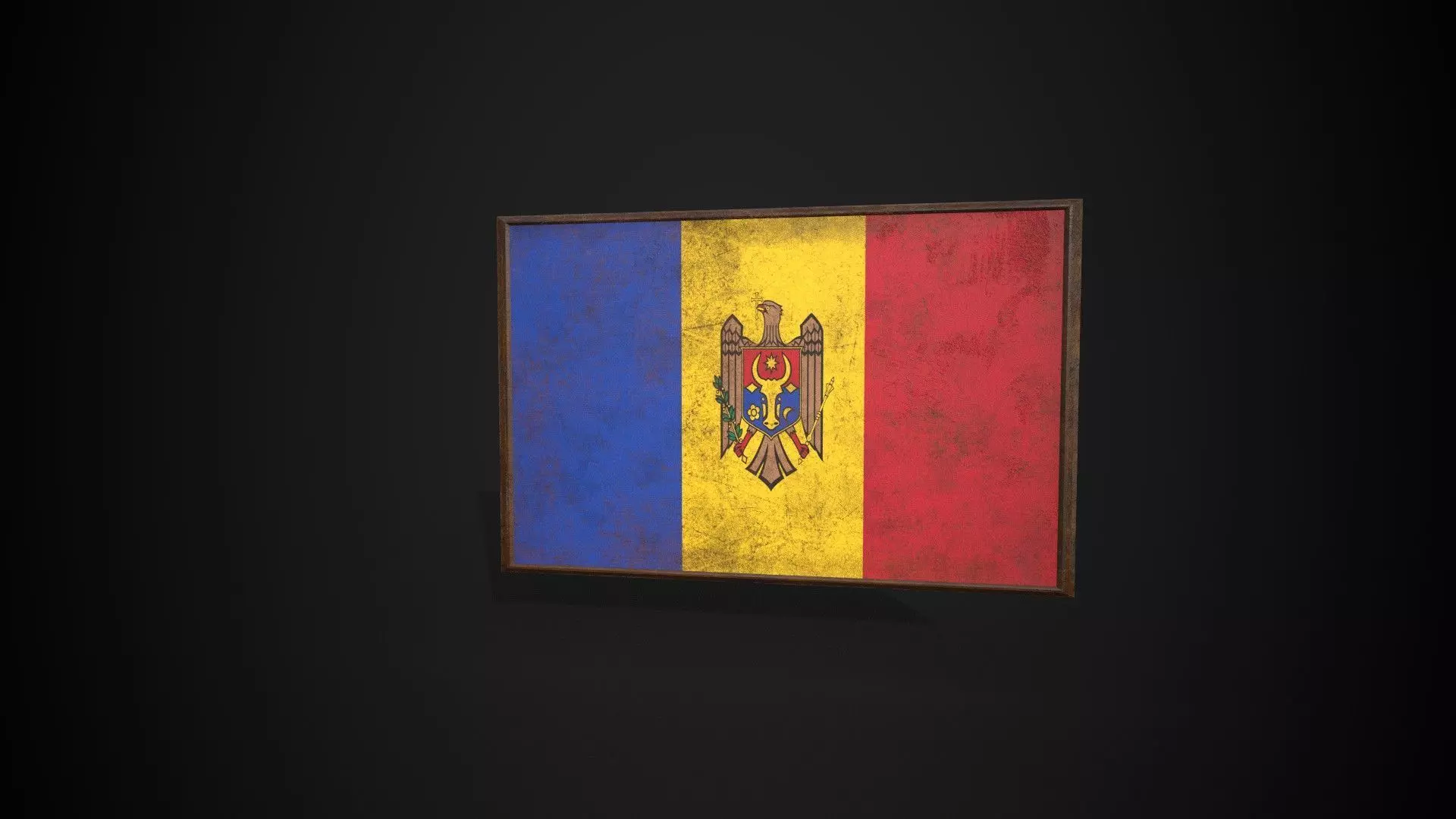 Old Picture Frame With Moldova Flag - Game Ready PBR Low-poly 3D model_0