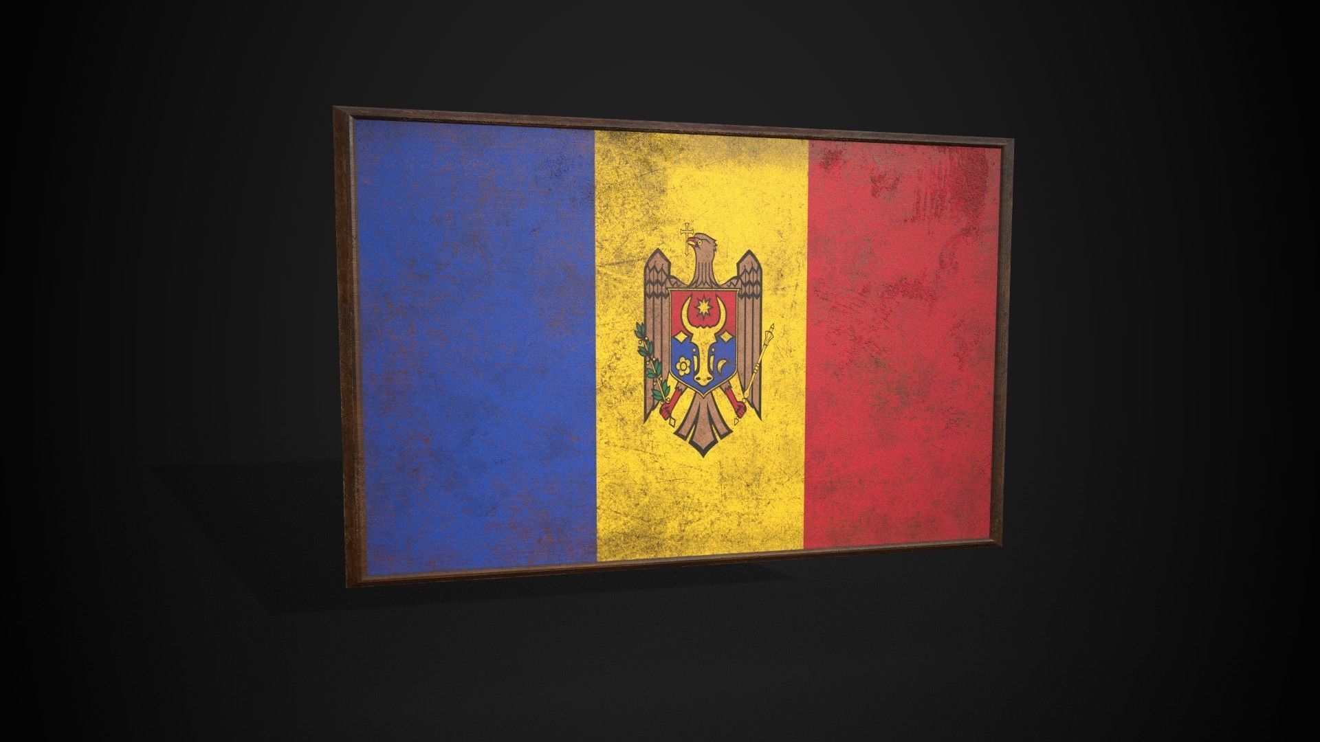 Old Picture Frame With Moldova Flag - Game Ready PBR Low-poly 3D model_1