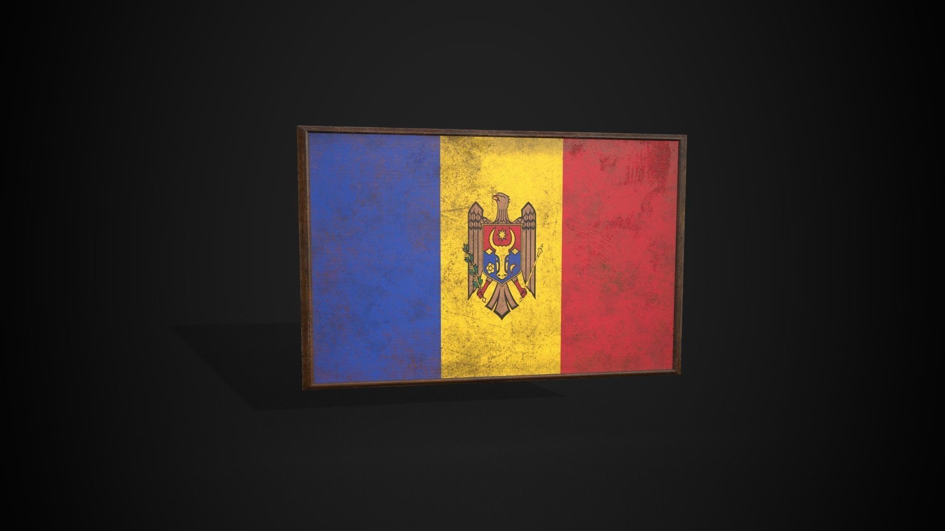 Old Picture Frame With Moldova Flag - Game Ready PBR Low-poly 3D model_4