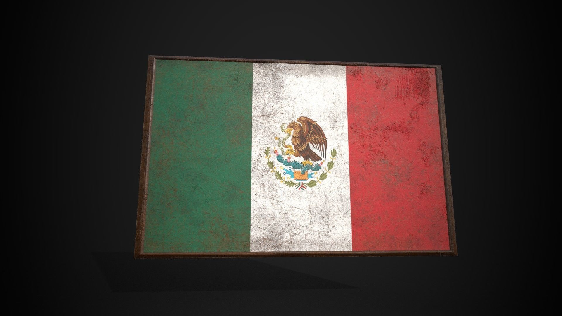 Old Picture Frame With Mexico Flag - Game Ready PBR   Low-poly 3D model_2