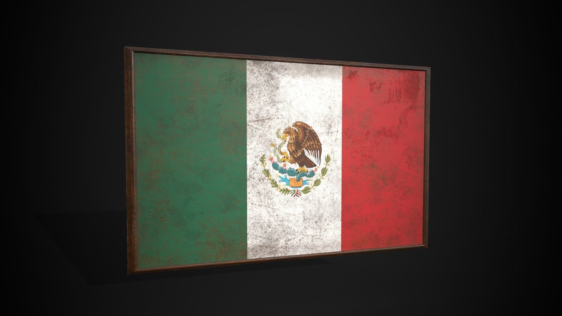 Old Picture Frame With Mexico Flag - Game Ready PBR   Low-poly 3D model_4