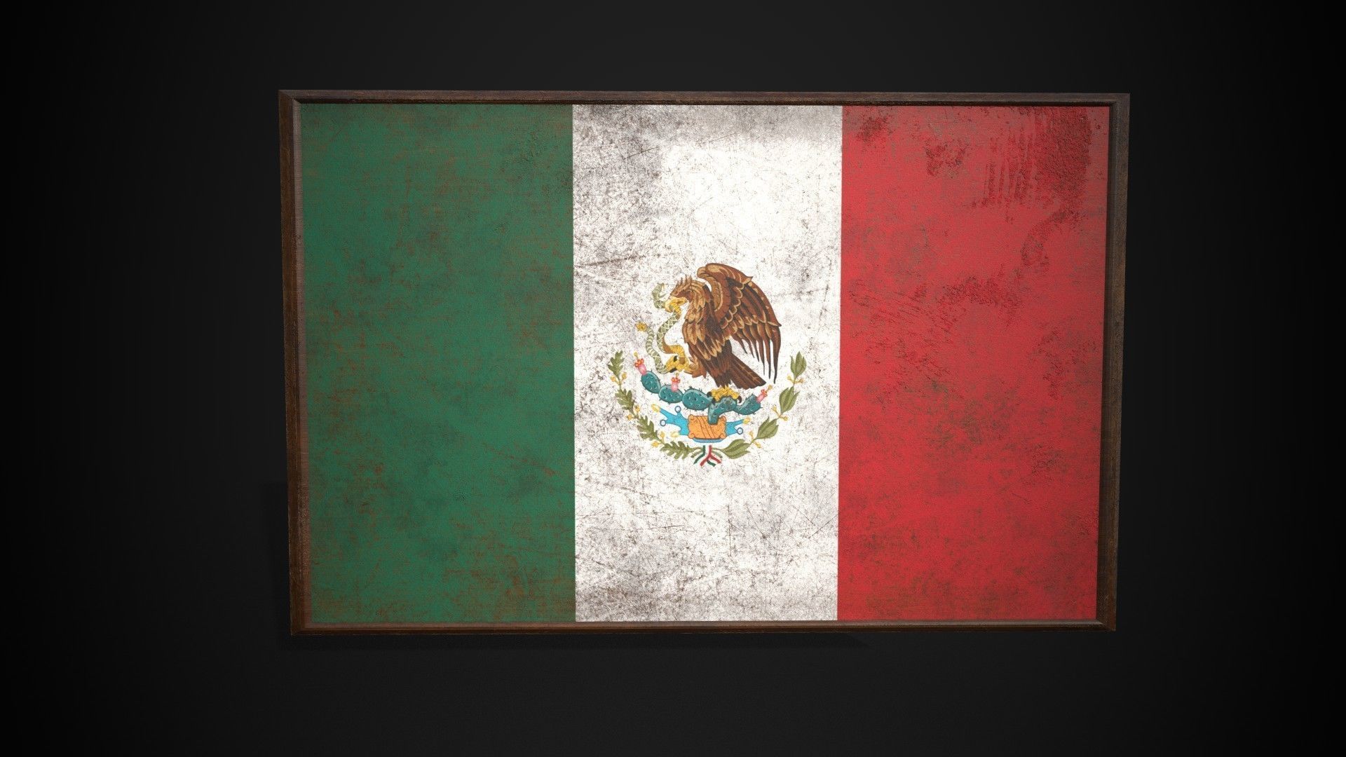 Old Picture Frame With Mexico Flag - Game Ready PBR   Low-poly 3D model_3