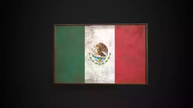 Old Picture Frame With Mexico Flag - Game Ready PBR  
