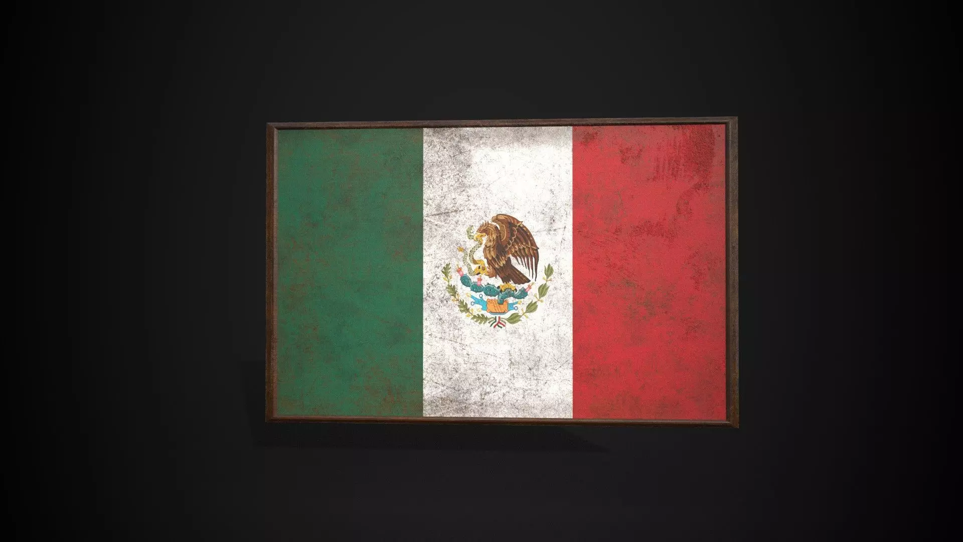 Old Picture Frame With Mexico Flag - Game Ready PBR   Low-poly 3D model_0