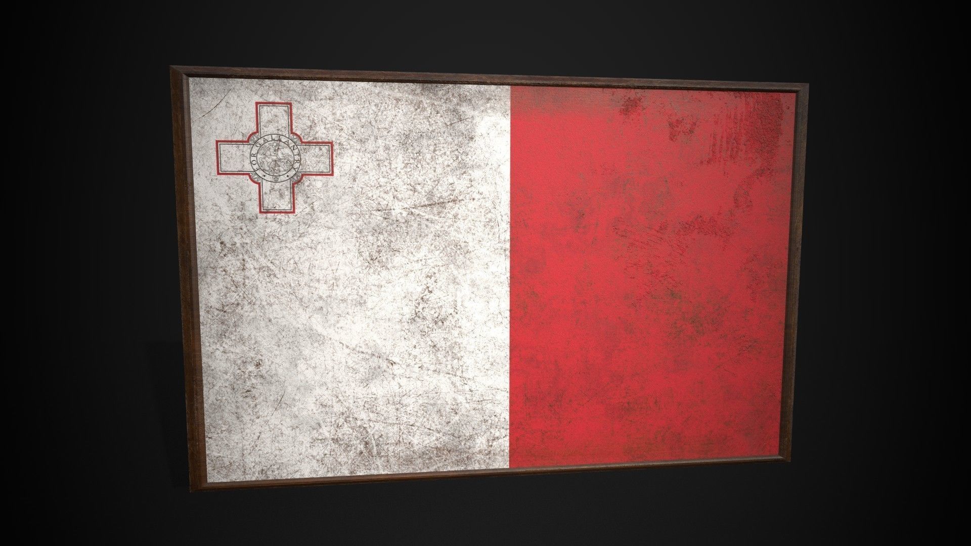 Old Picture Frame With Malta Flag - Game Ready PBR   Low-poly 3D model_4