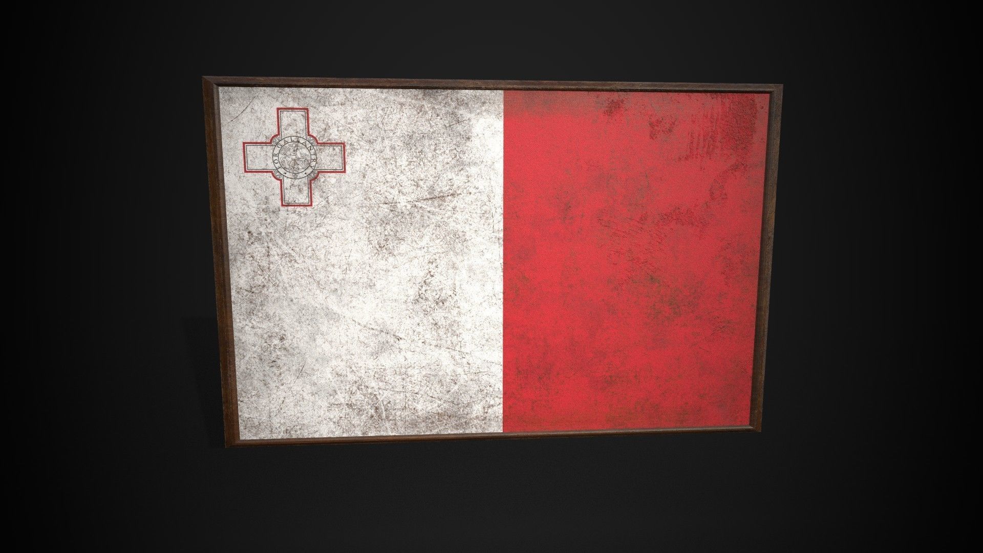 Old Picture Frame With Malta Flag - Game Ready PBR   Low-poly 3D model_3