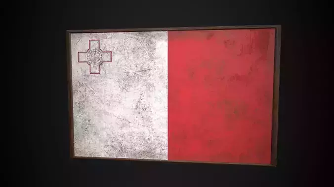 Old Picture Frame With Malta Flag - Game Ready PBR  