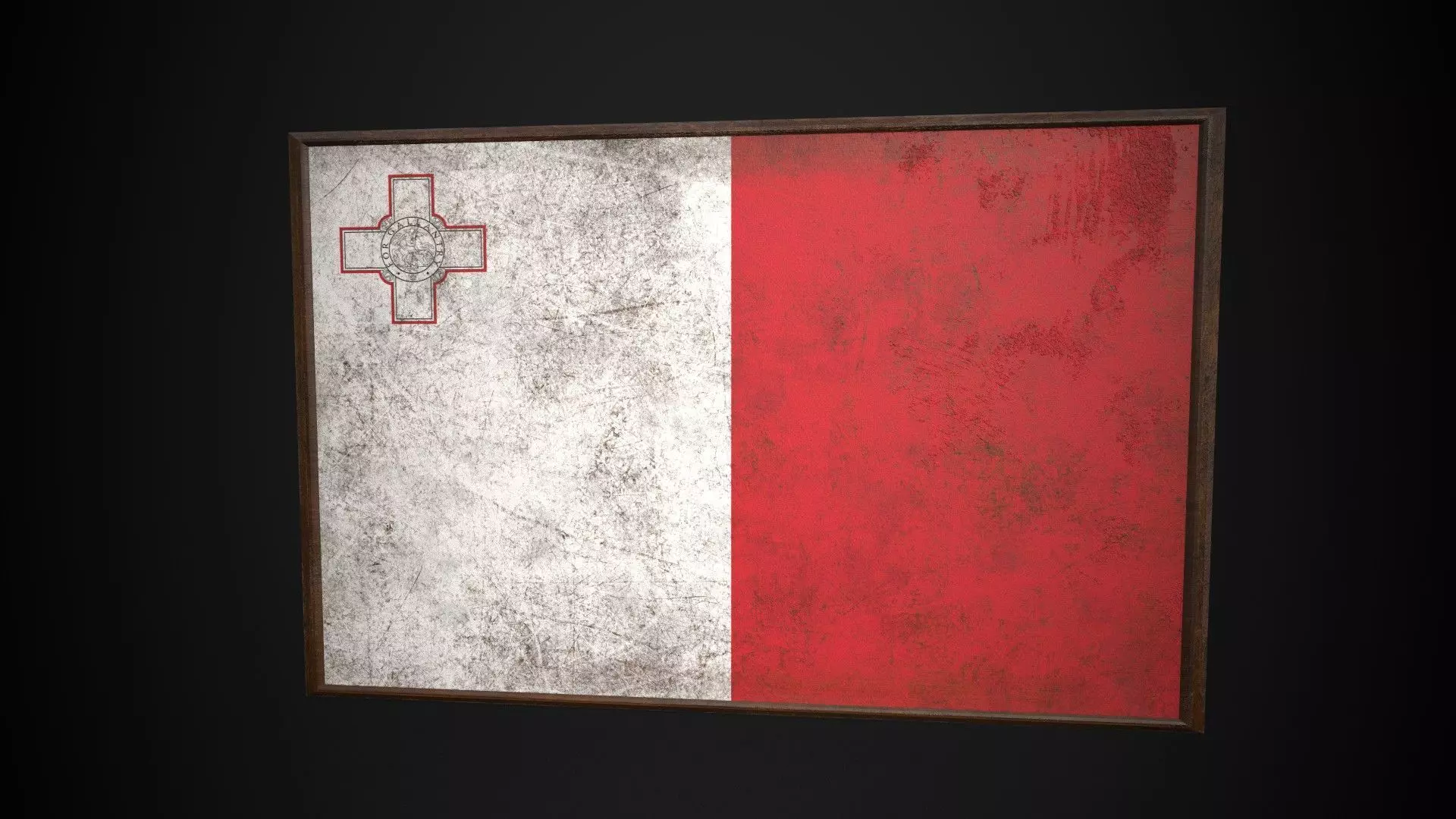 Old Picture Frame With Malta Flag - Game Ready PBR   Low-poly 3D model_0