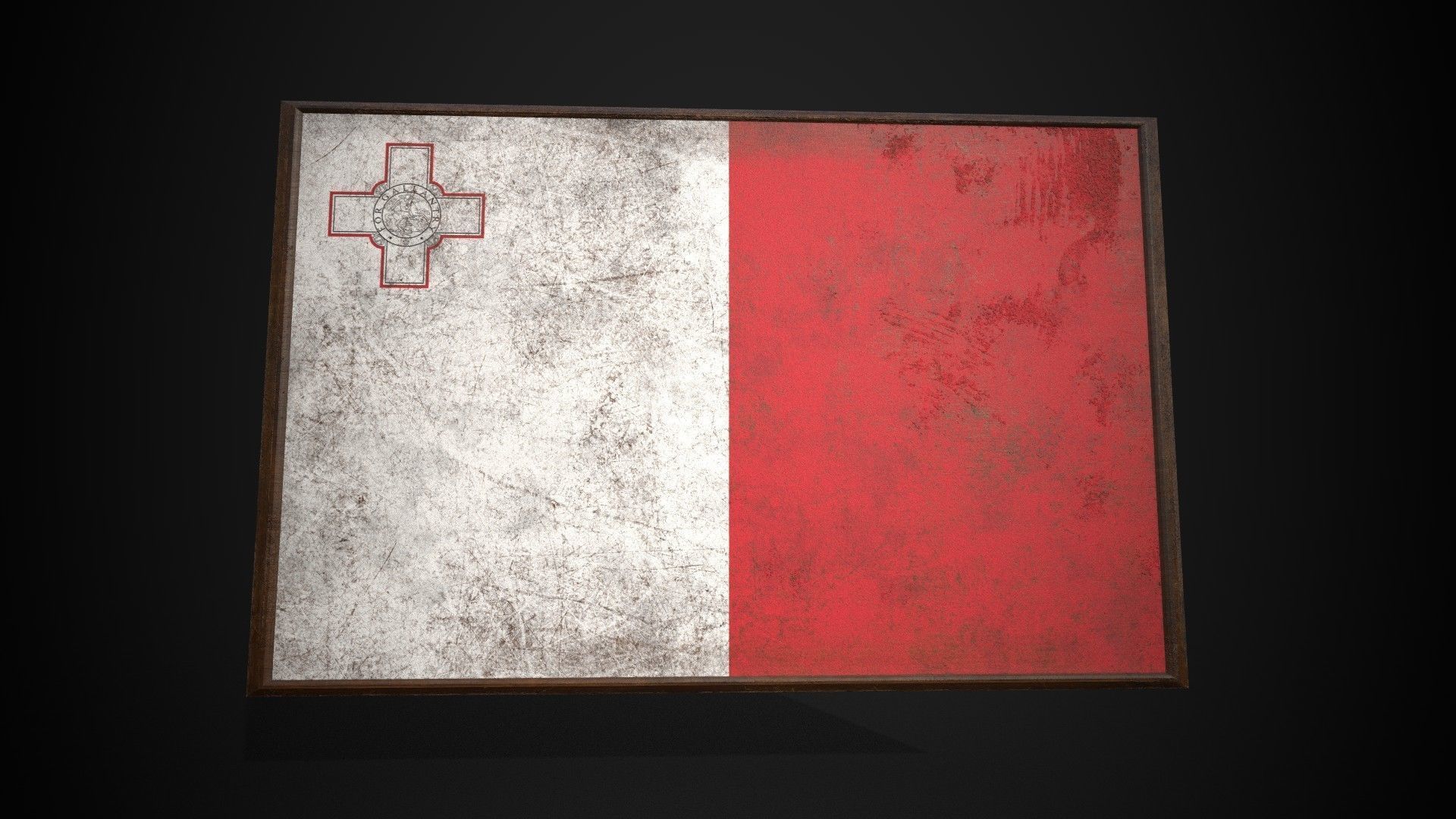 Old Picture Frame With Malta Flag - Game Ready PBR   Low-poly 3D model_1