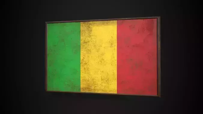 Old Picture Frame With Mali Flag - Game Ready PBR 
