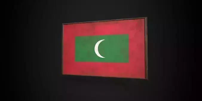 Old Picture Frame With Maldives Flag - Game Ready PBR  