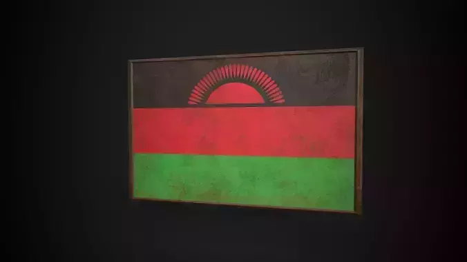 Old Picture Frame With Malawi Flag - Game Ready PBR  