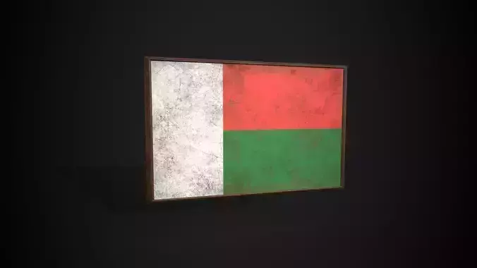 Old Picture Frame With Madagascar Flag - Game Ready PBR  