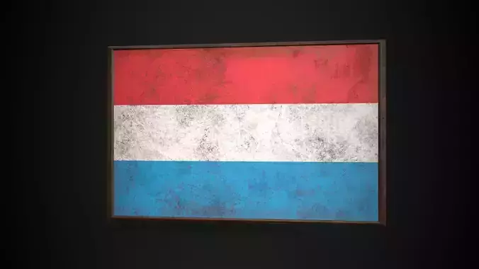 Old Picture Frame With Luxembourg Flag - Game Ready PBR  