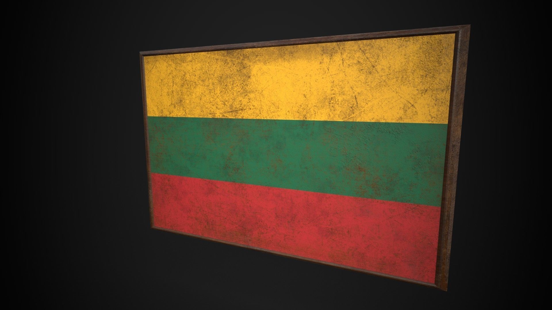 Old Picture Frame With Lithuania Flag - Game Ready PBR Low-poly 3D model_2