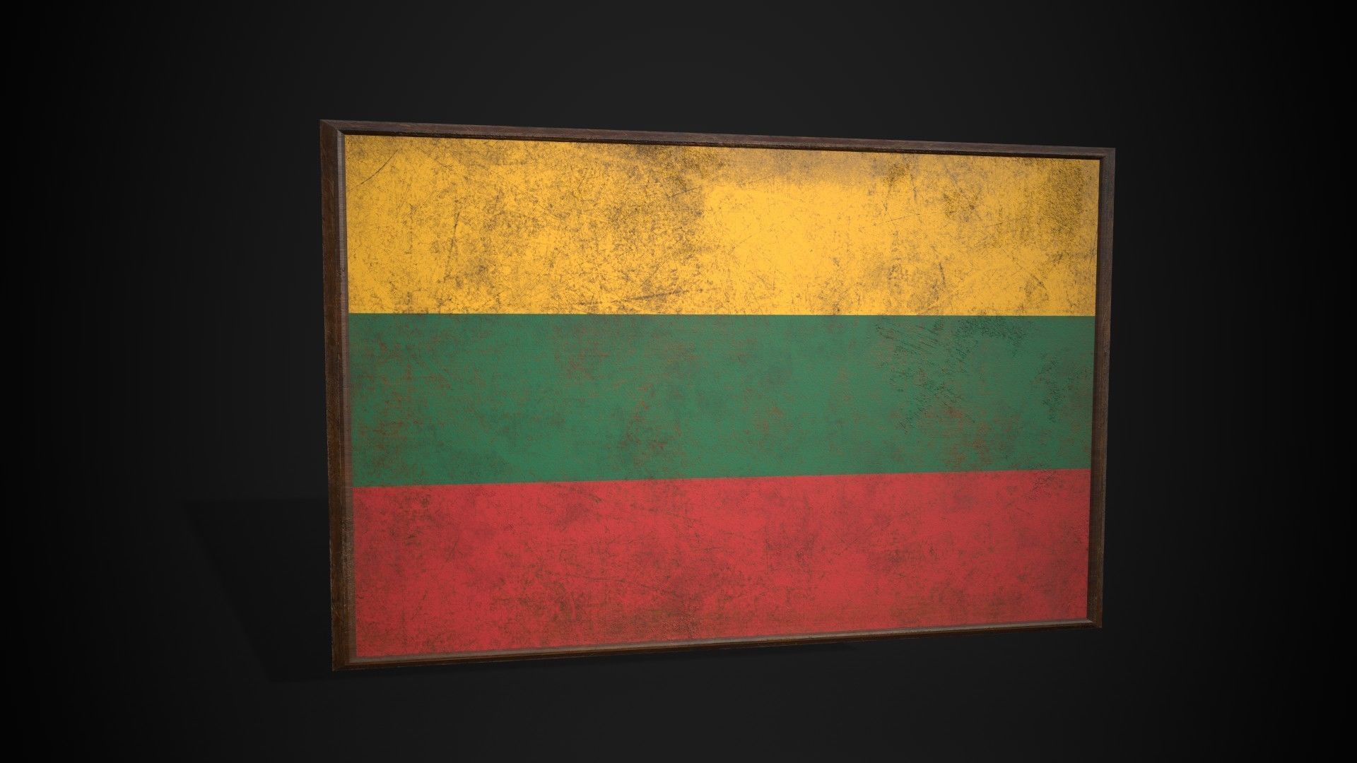 Old Picture Frame With Lithuania Flag - Game Ready PBR Low-poly 3D model_1