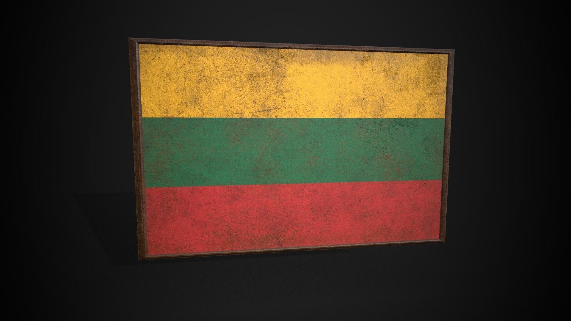 Old Picture Frame With Lithuania Flag - Game Ready PBR Low-poly 3D model_3