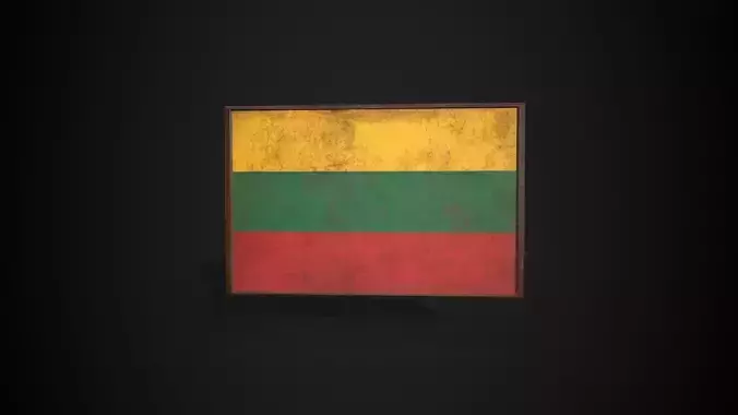 Old Picture Frame With Lithuania Flag - Game Ready PBR  