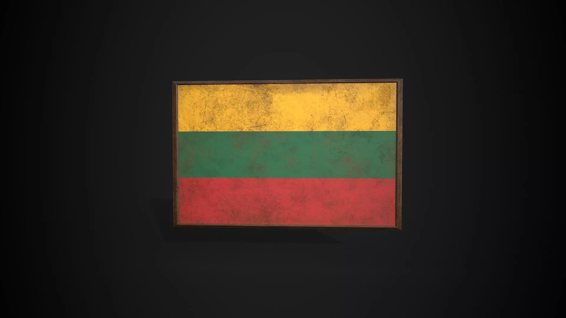 Old Picture Frame With Lithuania Flag - Game Ready PBR Low-poly 3D model_0
