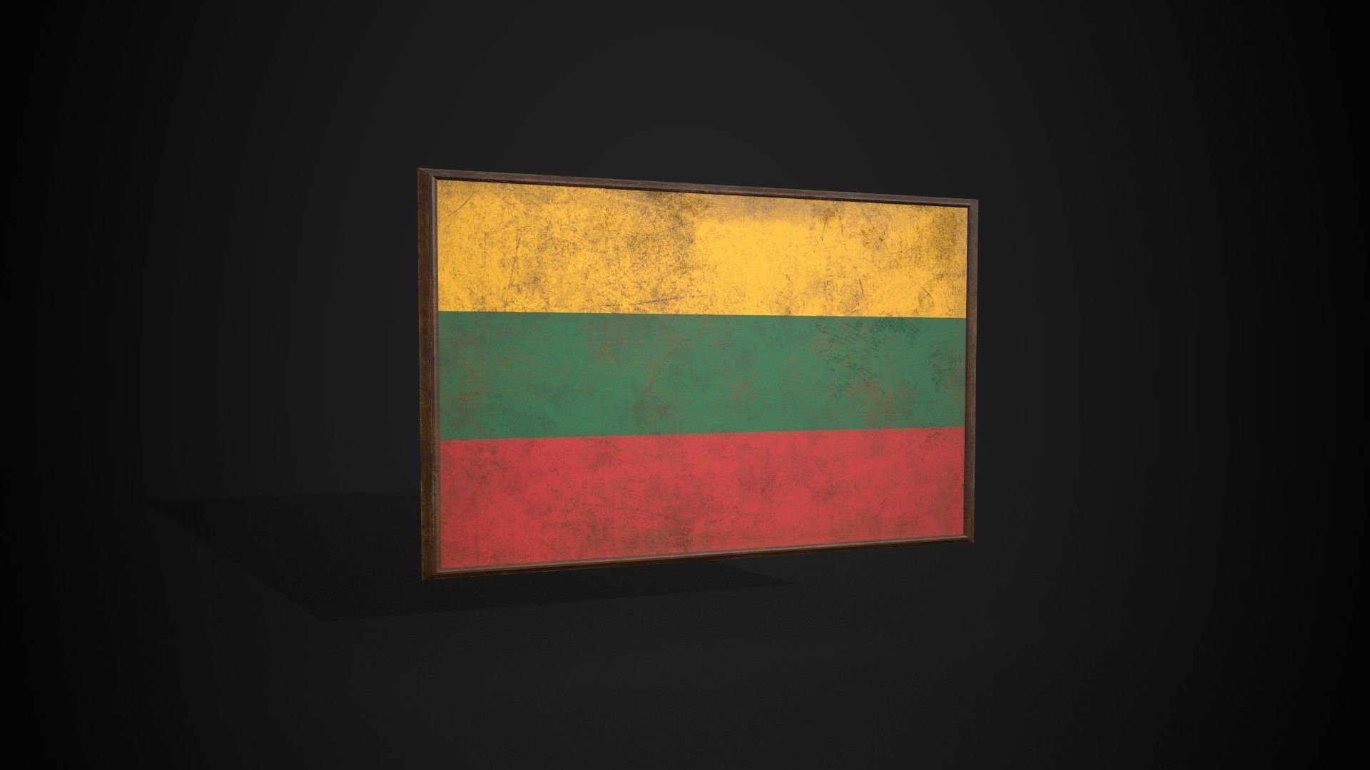 Old Picture Frame With Lithuania Flag - Game Ready PBR Low-poly 3D model_4
