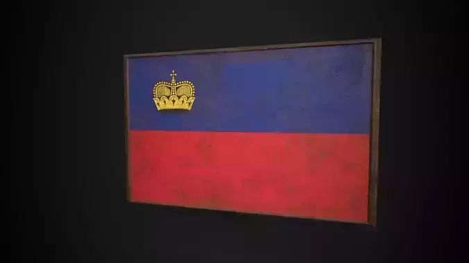 Old Picture Frame With Liechtenstein Flag - Game Ready PBR  