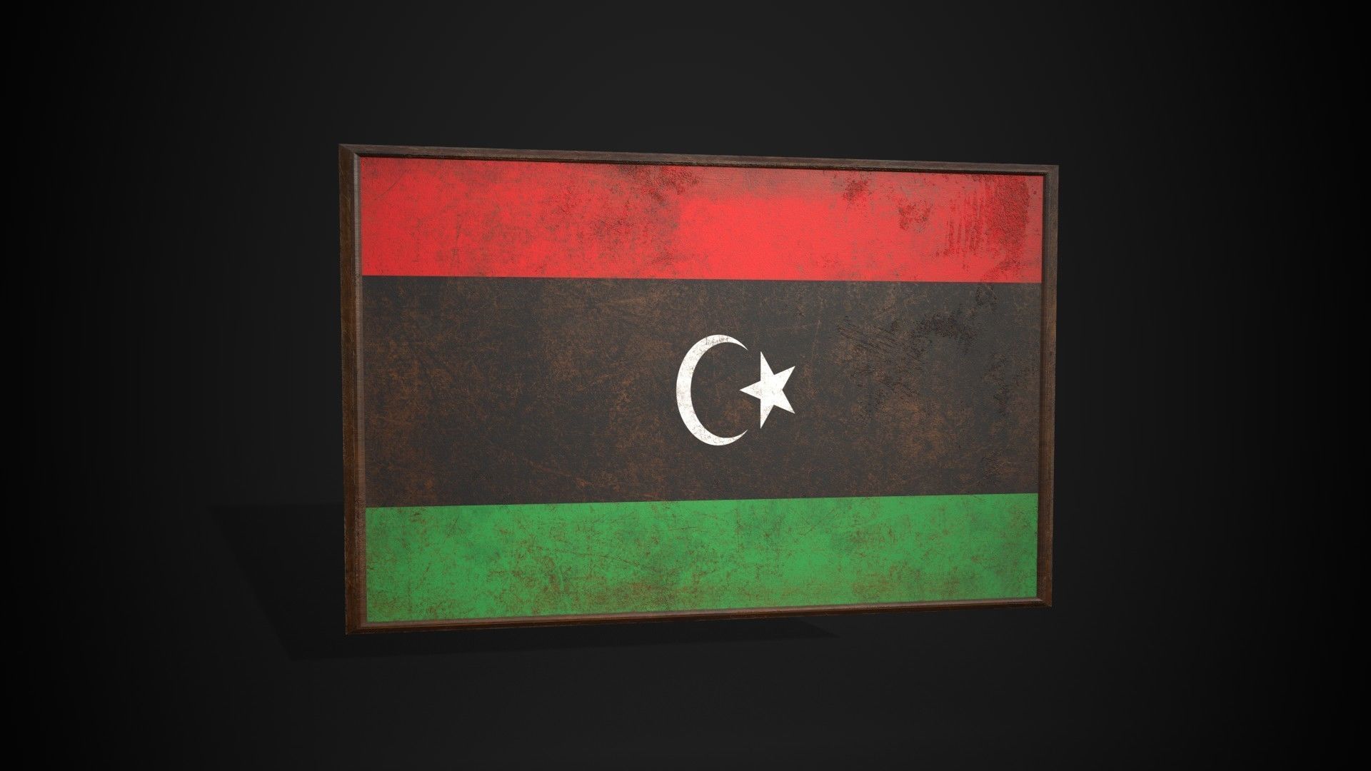 Old Picture Frame With Libya Flag - Game Ready PBR Low-poly 3D model_3