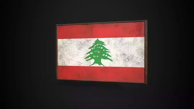 Old Picture Frame With Lebanon Flag - Game Ready PBR  